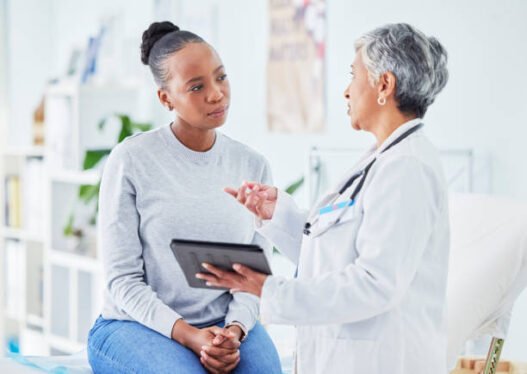 consulting with doctor